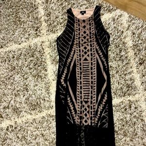 Long black dress with nude underlining size small
